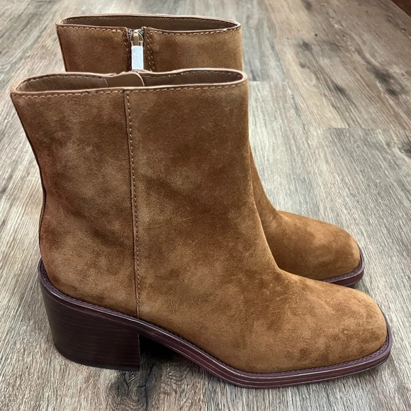 Loeffler Randall Suede Blakely Heeled Boots-Brown-Women’s size 9-Block Heel-NEW - Picture 4 of 13